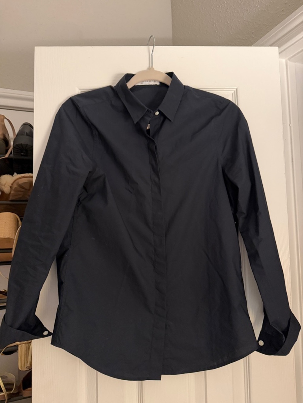 Everlane Women's Navy Button-Front Shirt